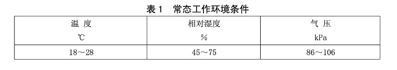 表1 常態下工作環境條件