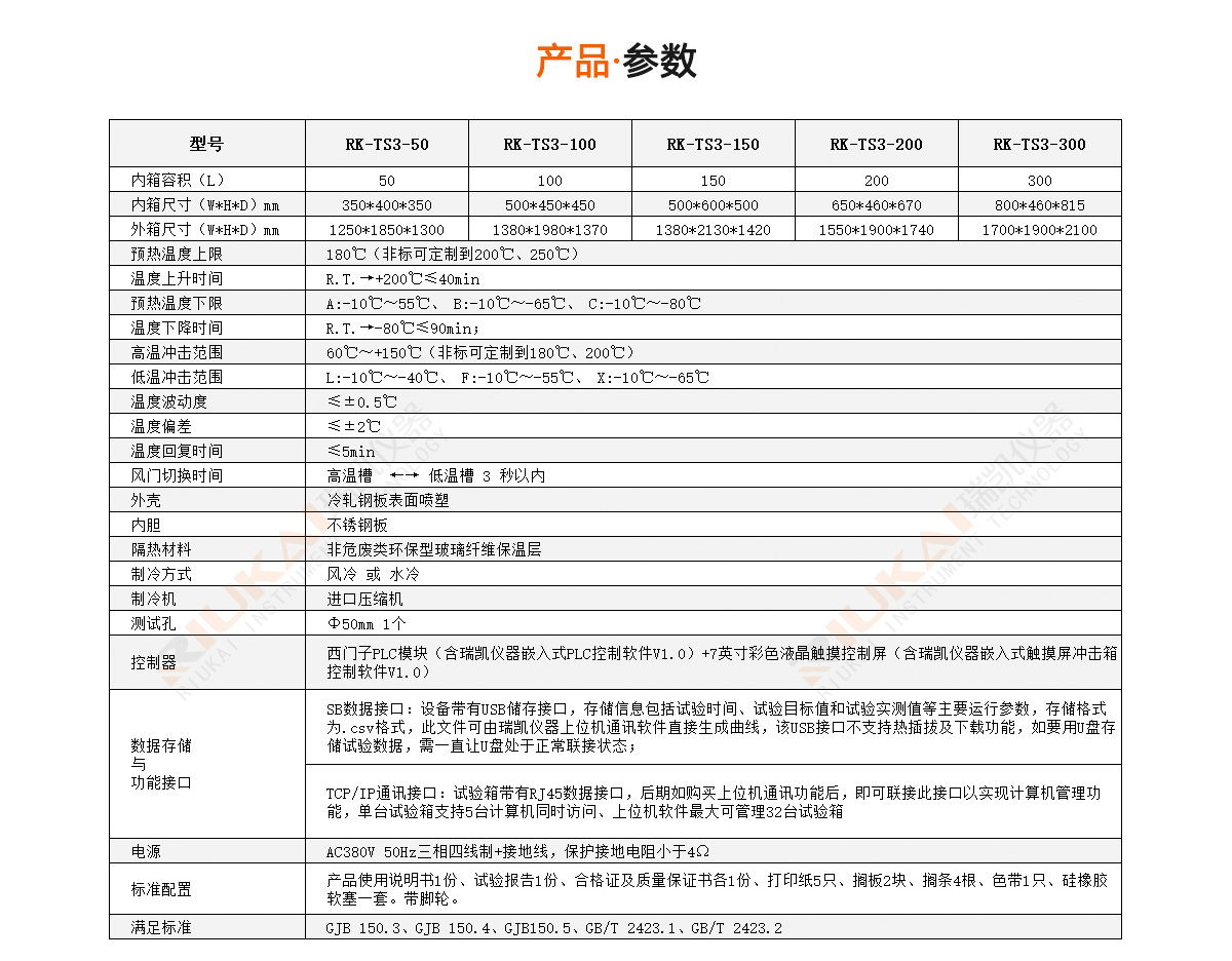 三槽式冷熱沖擊試驗箱產(chǎn)品參數(shù)